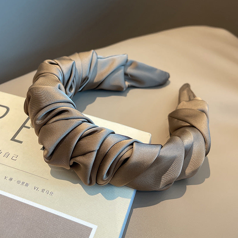 simple style solid color cloth pleated hair band