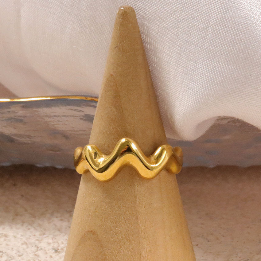 Jewelry Simple Style Waves Solid Color 304 Stainless Steel Rings