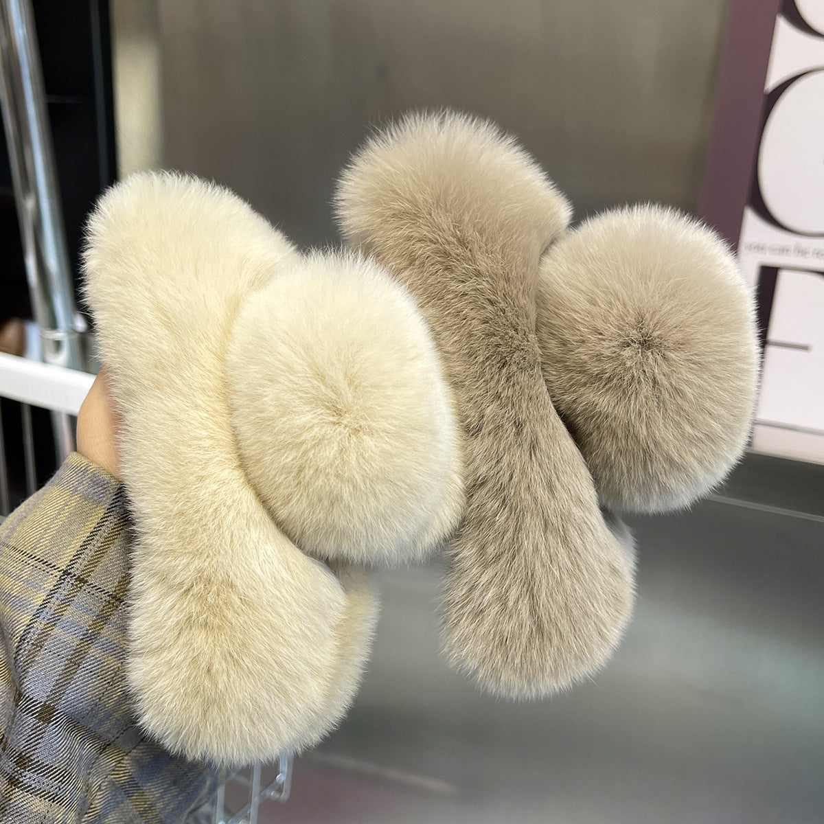 simple style geometric solid color rabbit fur hair claws 1 piece