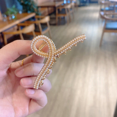 korean style imitation pearl metal rhinestone catch clip