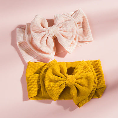 fashion children's solid color double-layer bowknot hairband