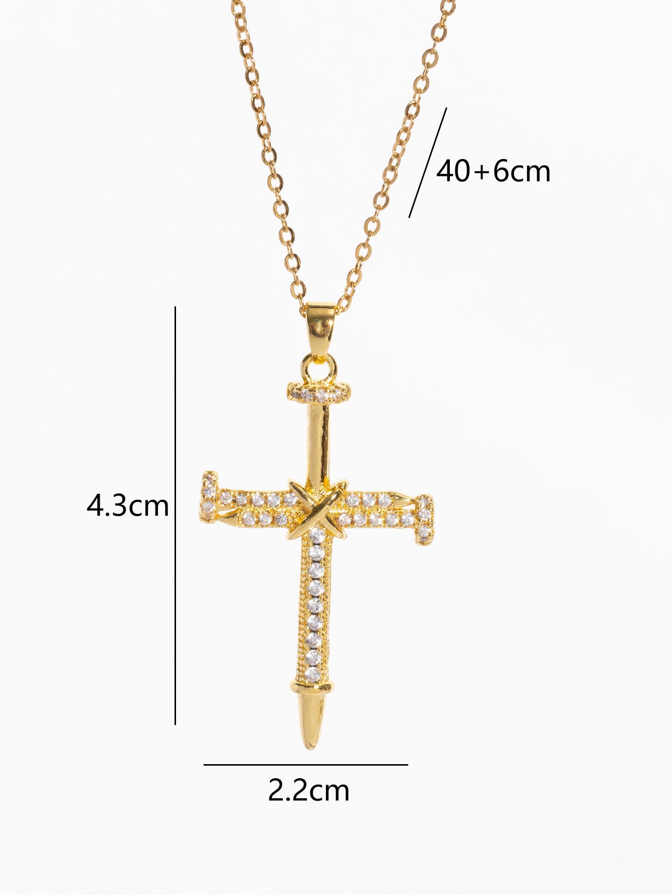 Copper Plating Cross Zircon Pendant Necklace