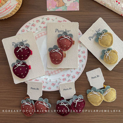 Sweet Girl'S Strawberry Cloth Hair Clip Hair Tie