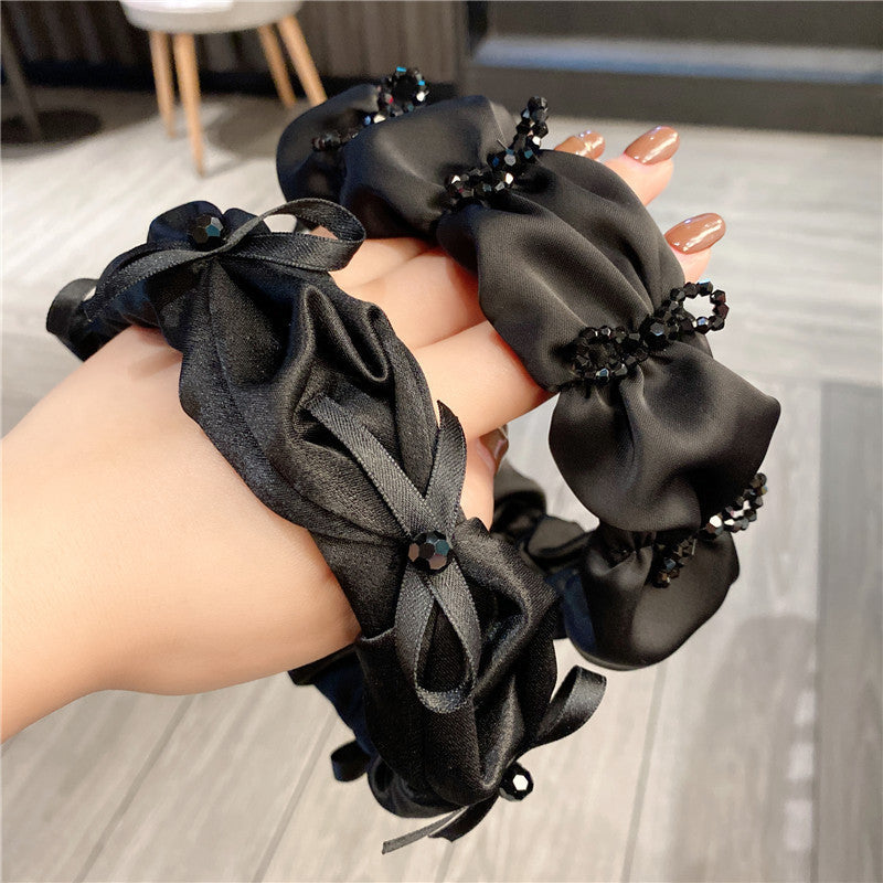 women's elegant simple style bow knot artificial crystal cloth hair band