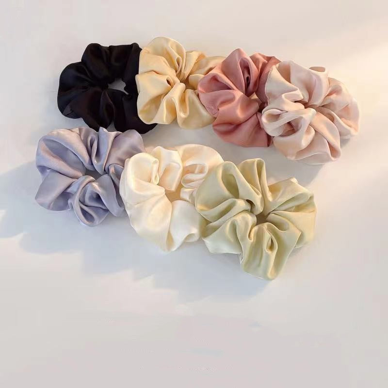 simple style commute solid color cloth handmade pleated hair tie