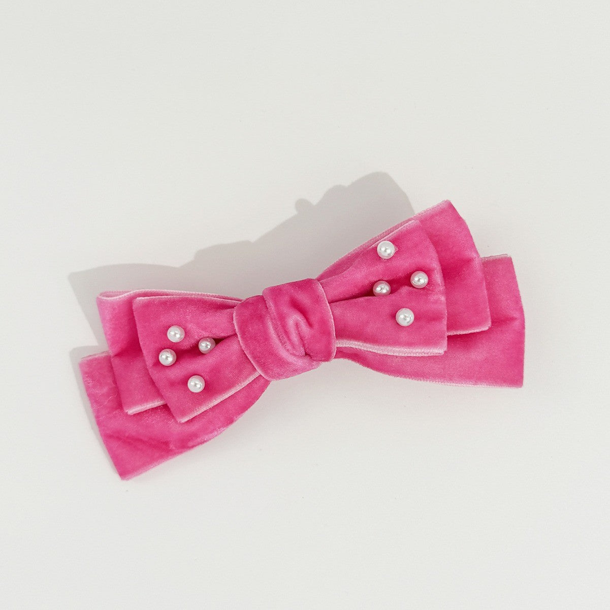 Women's Basic Bow Knot Flocking Inlaid Pearls Hair Clip