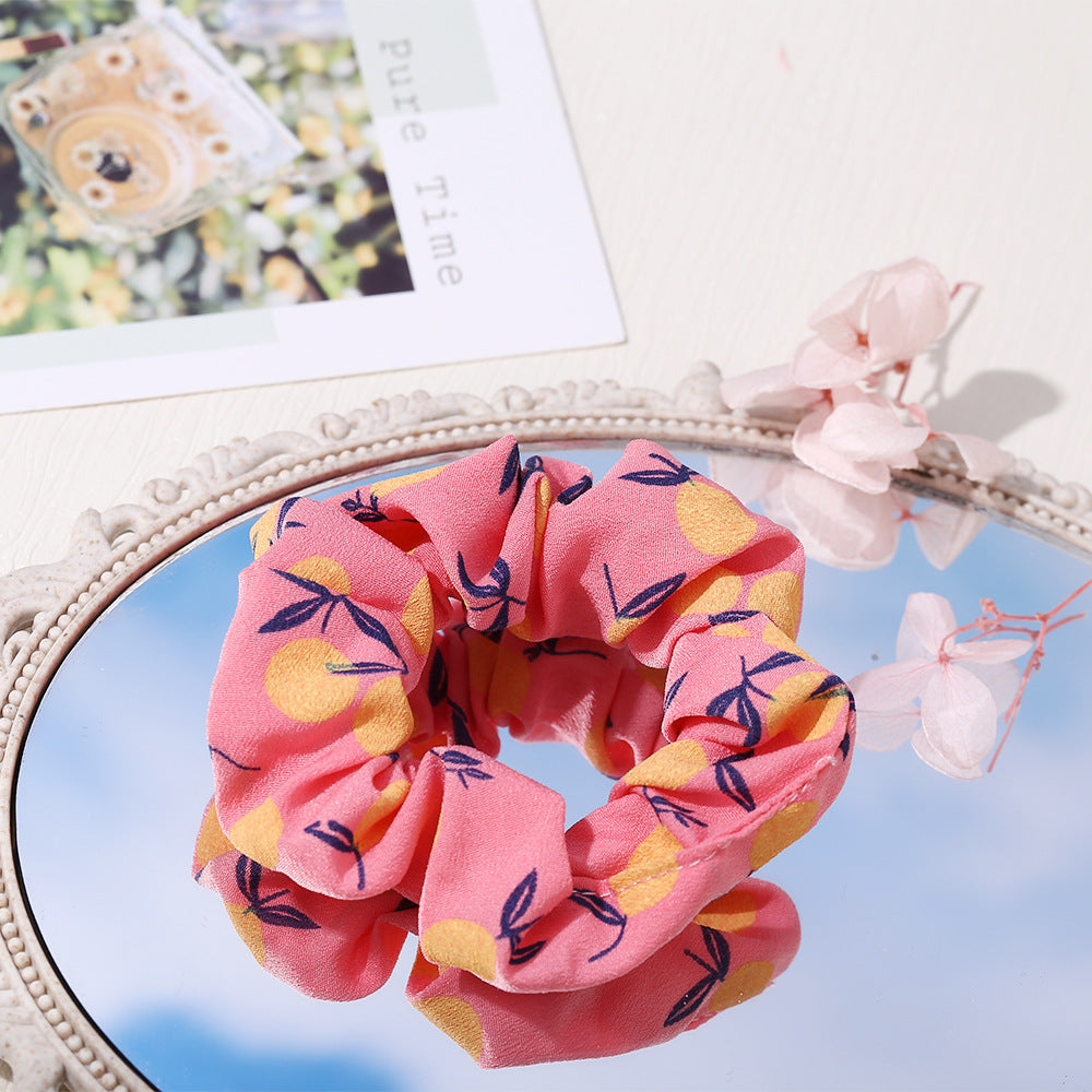 fashion floral fruit printing hair scrunchies