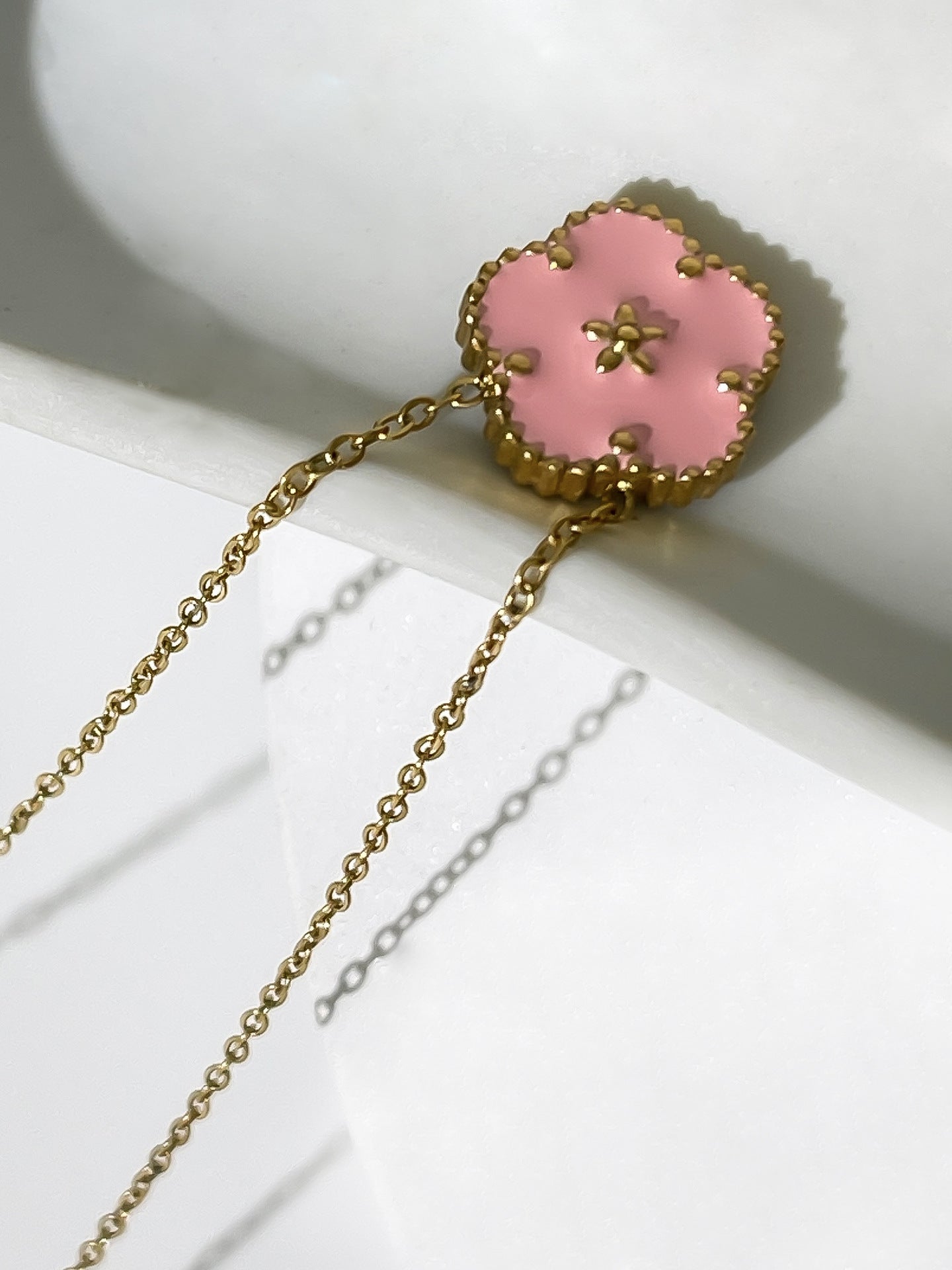 Jewelry Simple Style Heart Shape Flower 304 Stainless Steel Pendant Necklace