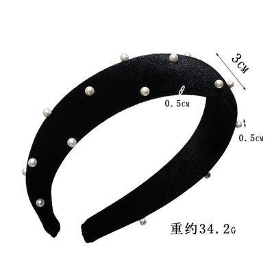black velvet headband pearls headband retro korean headdress