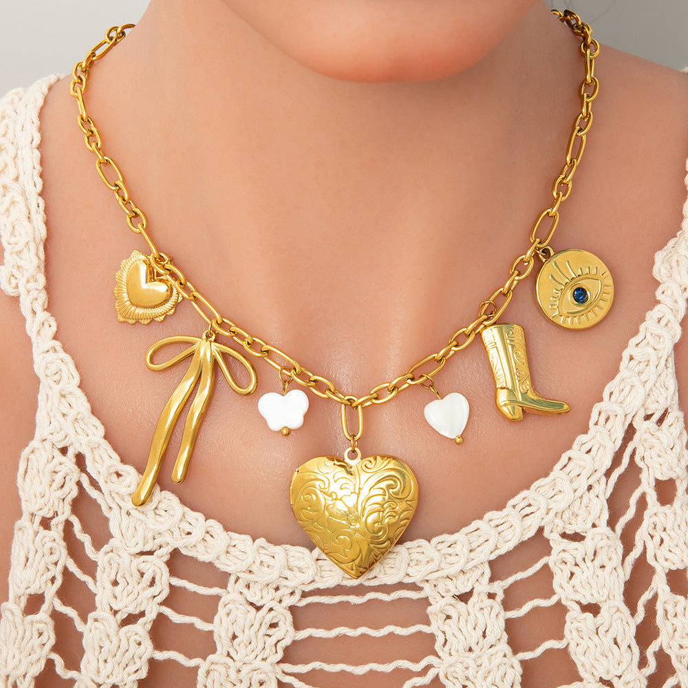 Jewelry Simple Style Classic Style Heart Shape 304 Stainless Steel Plating Pendant Necklace