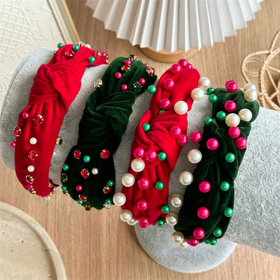 New Knotted Wide Brim Hair Band Pearl Rhinestone Fashionable High-Grade Headband Hair Fixer  Hair Accessories