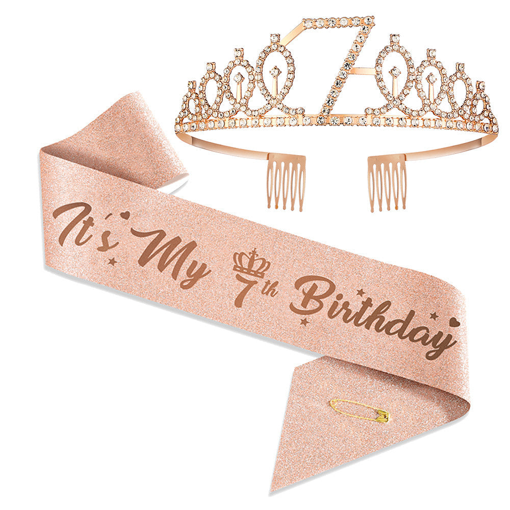 Girl'S Cartoon Style Letter Crown Metal Stoving Varnish Crystal Crown