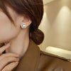 925 Silver Needle Spiral Pearl Stud Earrings Women's Premium Temperament Earrings