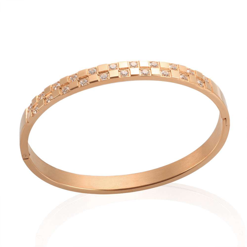 Casual Elegant Geometric 304 Stainless Steel Diamond Bangle In Bulk