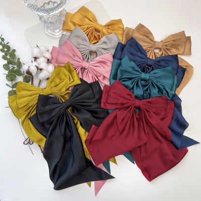 retro simple style solid color bow knot cloth hair clip