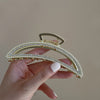 elegant geometric alloy inlay artificial pearls hair claws 1 piece