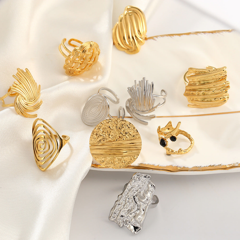 Jewelry Simple Style Commute Geometric 304 Stainless Steel Plating Open Rings