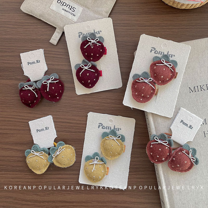 Sweet Girl'S Strawberry Cloth Hair Clip Hair Tie