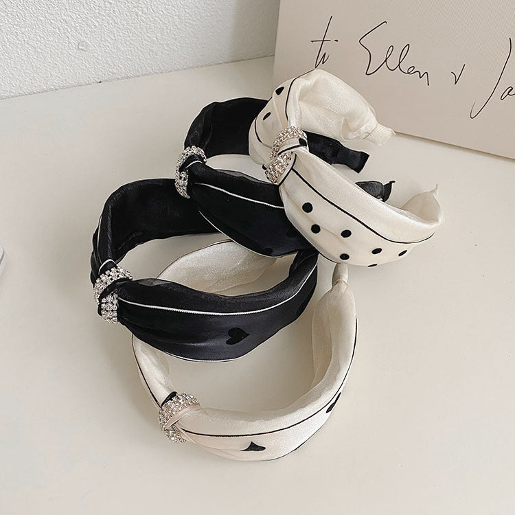 fashion heart shape cloth handmade inlay rhinestone hair band