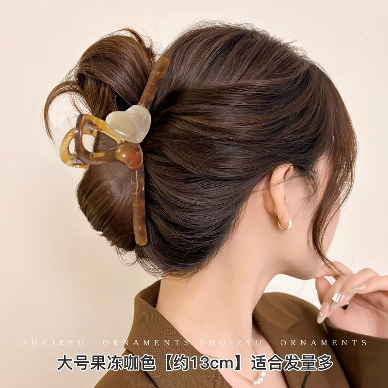 Cute love grab clip girl 2025 new popular high-end disc hair shark clip hairpin hair card headdress