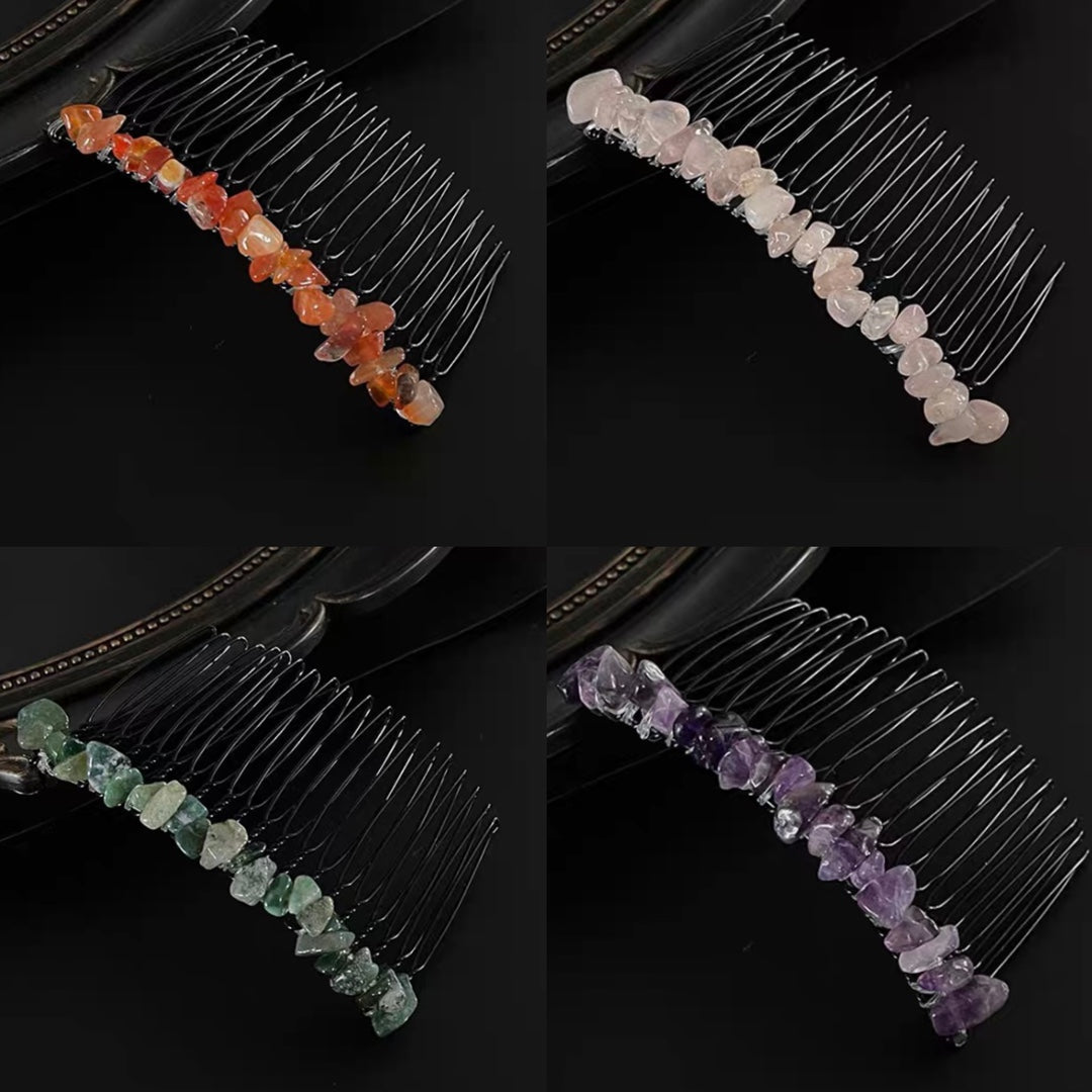 retro ethnic style geometric crystal handmade insert comb