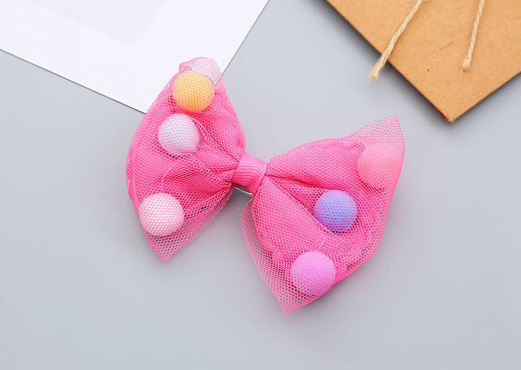 girl's sweet bow knot cloth gauze hair clip