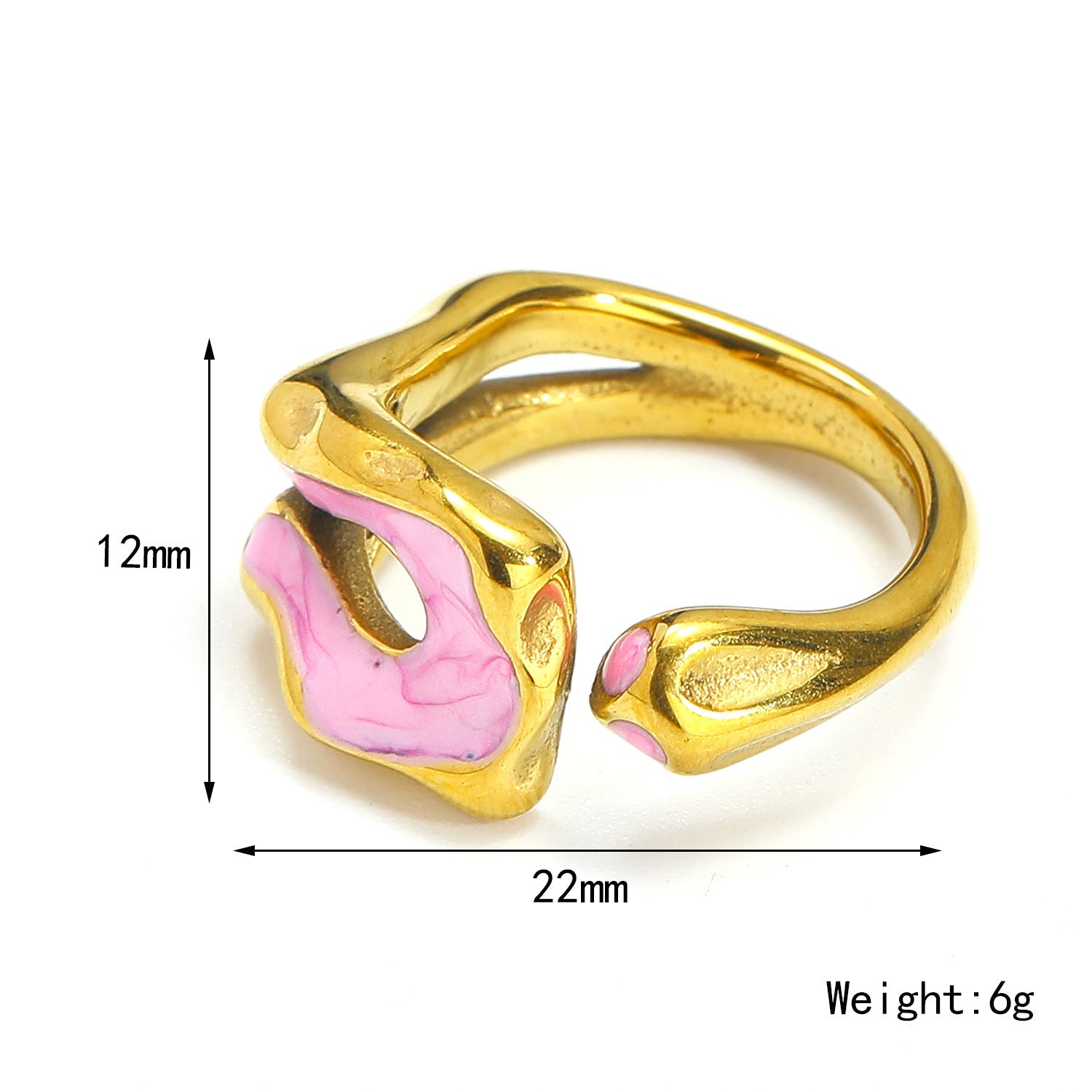Jewelry Casual Simple Style Irregular 304 Stainless Steel 18K Gold Plated Enamel Rings