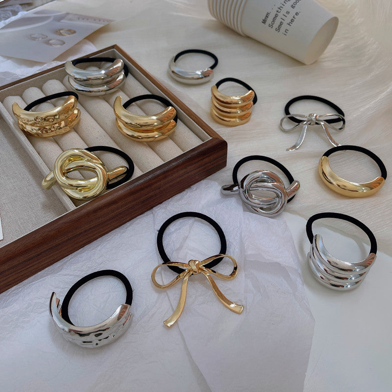 Women's Simple Style Solid Color Knot Bow Knot Alloy Hair Tie