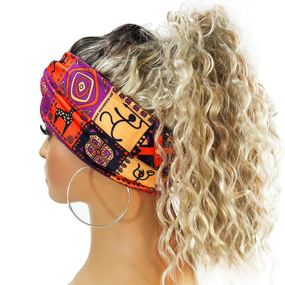 fashion color block flower cloth hair band 1 piece