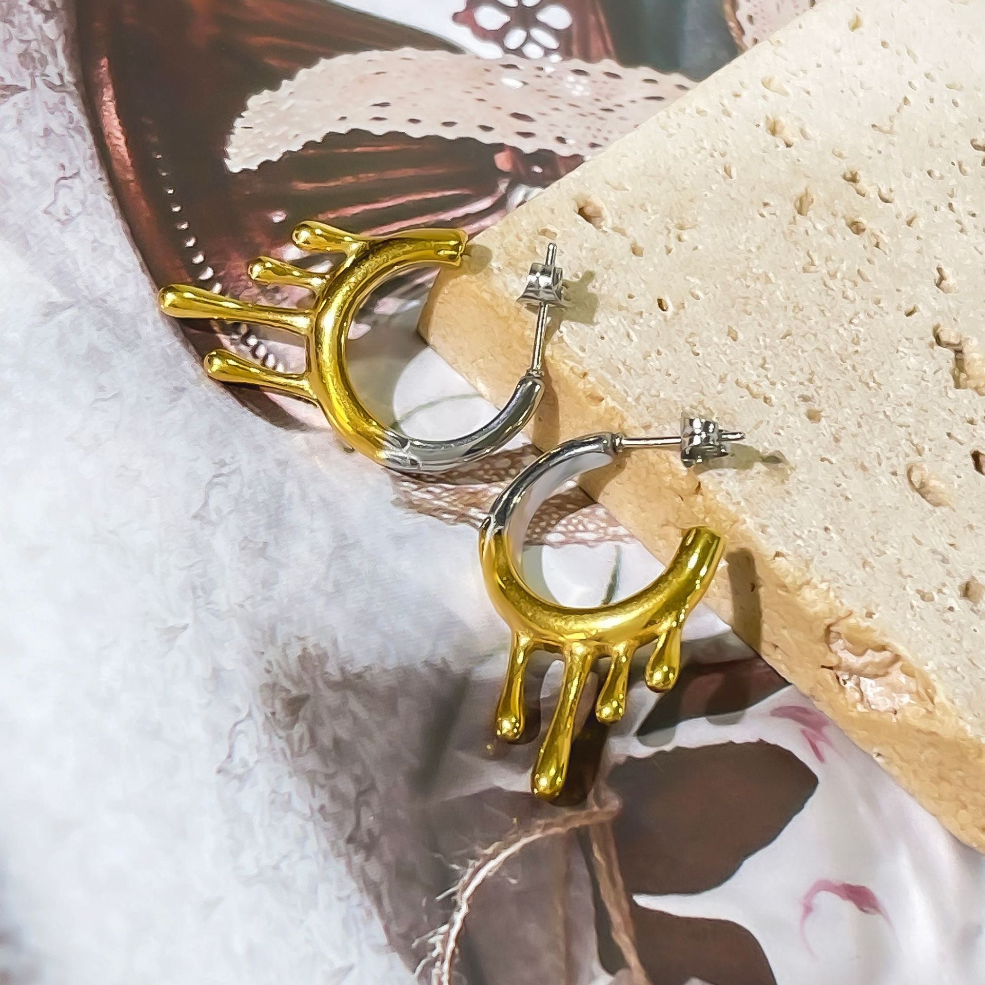 1 Pair Vintage Style Simple Style Geometric 316L Stainless Steel  18K Gold Plated Ear Studs