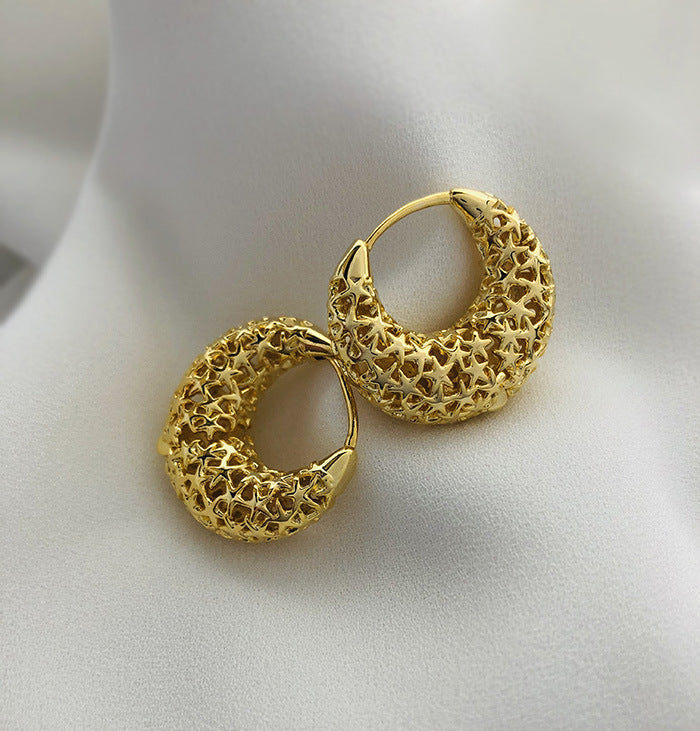 1 Pair Streetwear Star Copper 18K Gold Plated Earrings