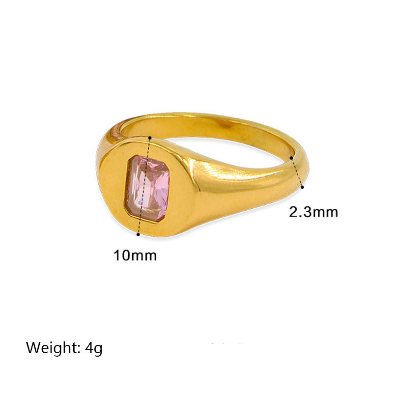 Jewelry Simple Style Geometric 304 Stainless Steel Zircon Inlay Rings