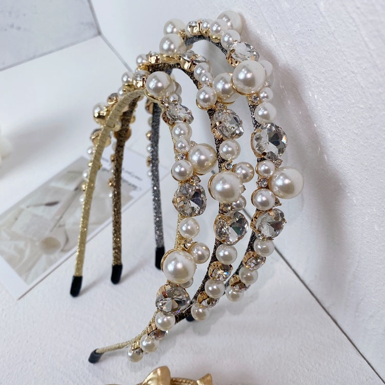 korean pearl wrapped full drill headband