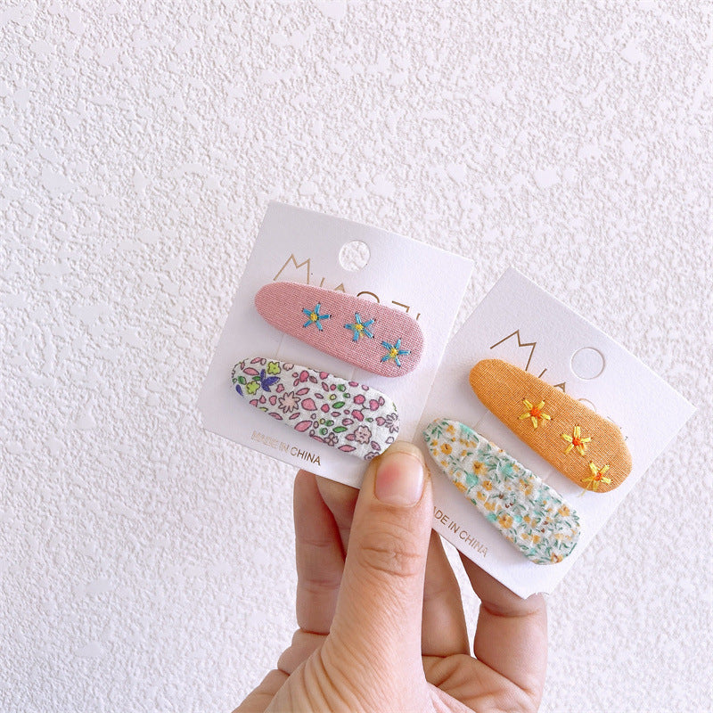 Girl'S Simple Style Classic Style Flower Cloth Contrast Collar Hair Clip