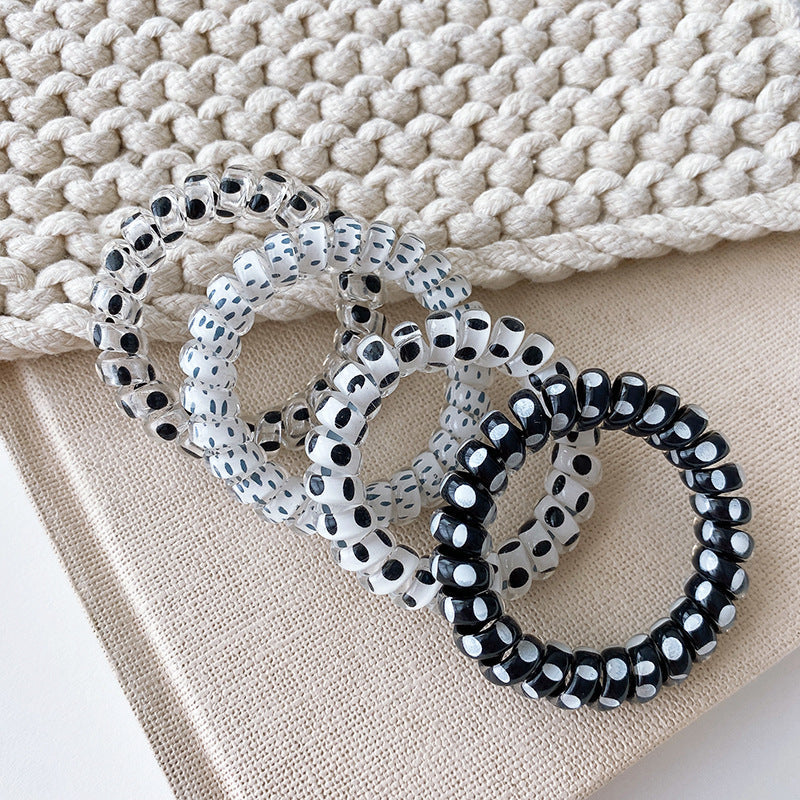 Women's Modern Style Classic Style Polka Dots Plastic Telephone Cord Hair Tie