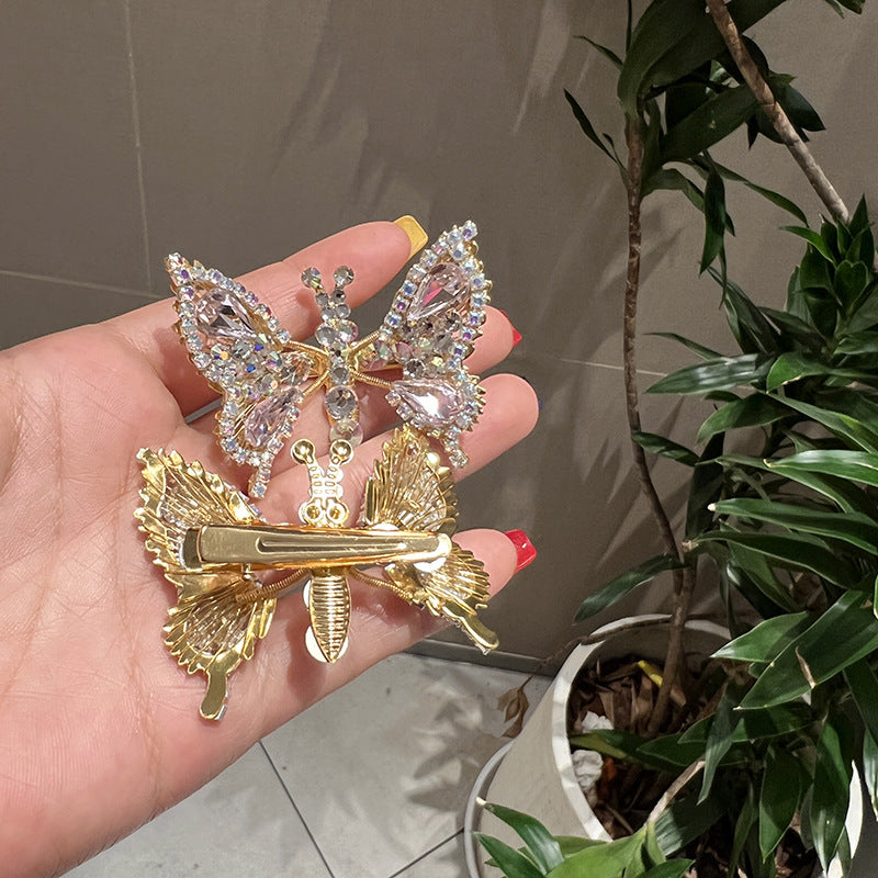 simple style shiny butterfly alloy inlay rhinestones hair clip