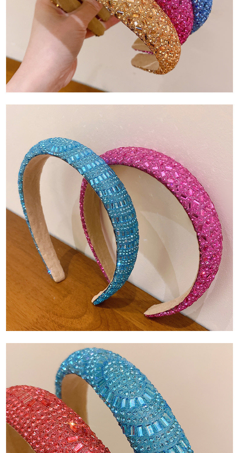 retro lady solid color rhinestone hair band