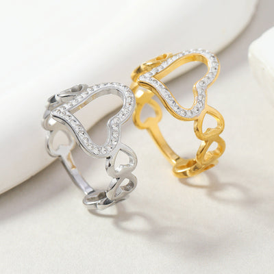 Jewelry Simple Style Heart Shape Titanium Steel Rings