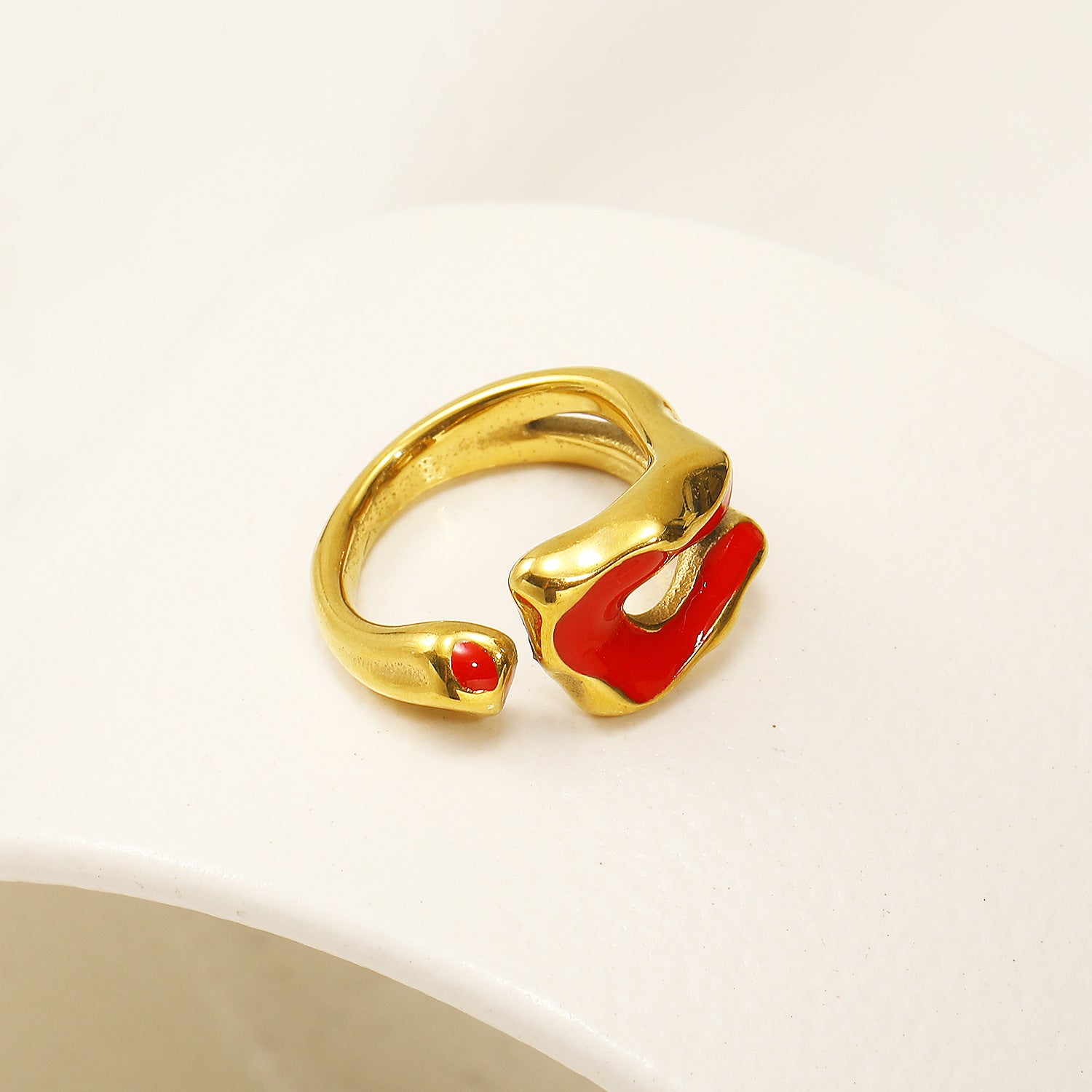 Jewelry Casual Simple Style Irregular 304 Stainless Steel 18K Gold Plated Enamel Rings