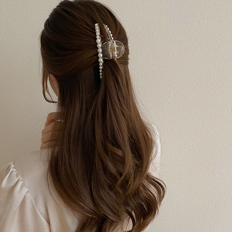 simple style geometric artificial pearl handmade hair claws 1 piece