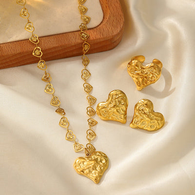 Jewelry Simple Style Classic Style Heart Shape 304 Stainless Steel Plating Jewelry Set