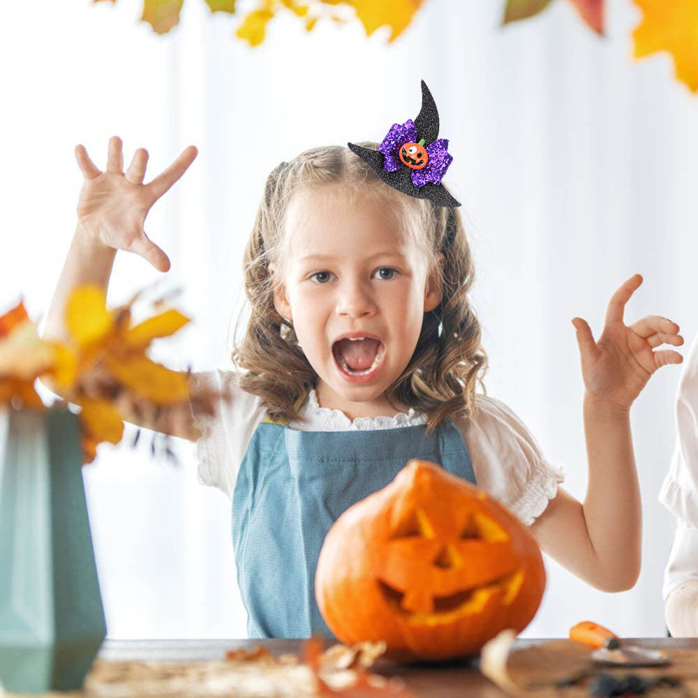 Girl'S IG Style Cool Style Pumpkin Spider Bow Knot Cloth Sequins Hair Clip