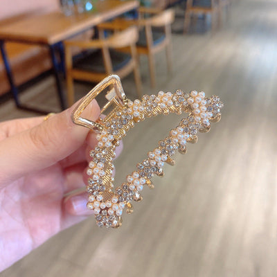 korean style imitation pearl metal rhinestone catch clip