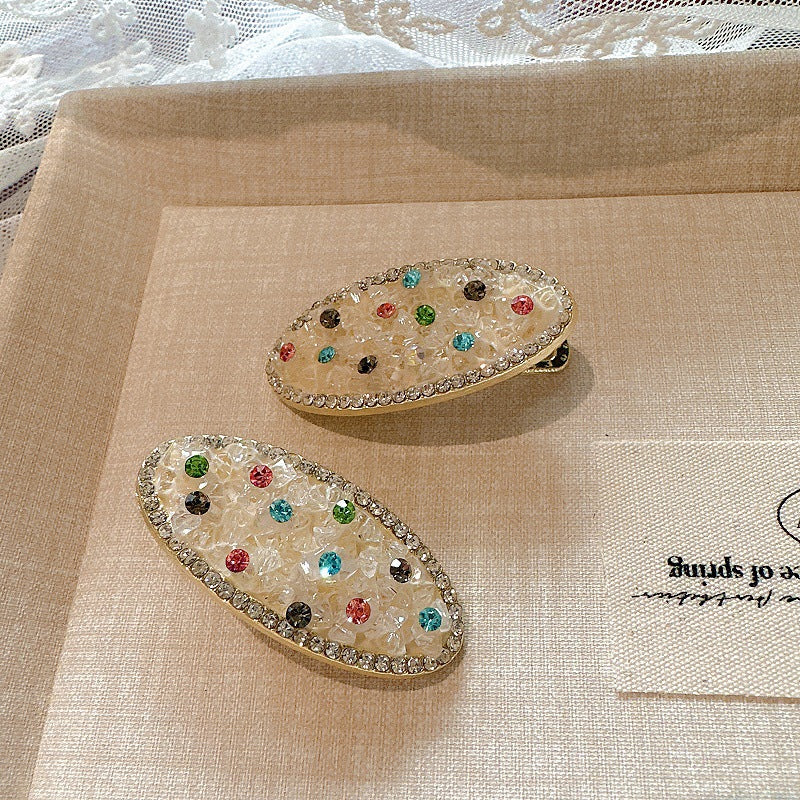 Women's Retro Simple Style Solid Color Rhinestone Hair Clip