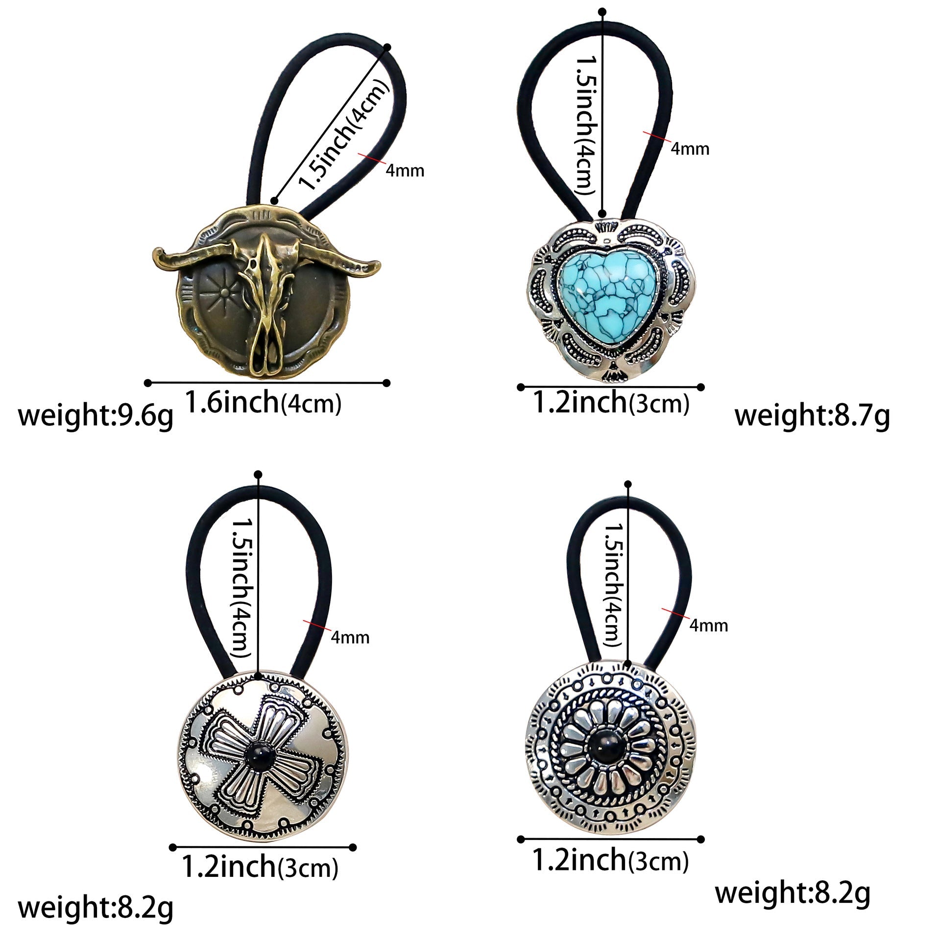 Women's Classical Ethnic Style Classic Style Cross Round Cattle Alloy Polyester Inlay Turquoise Hair Tie