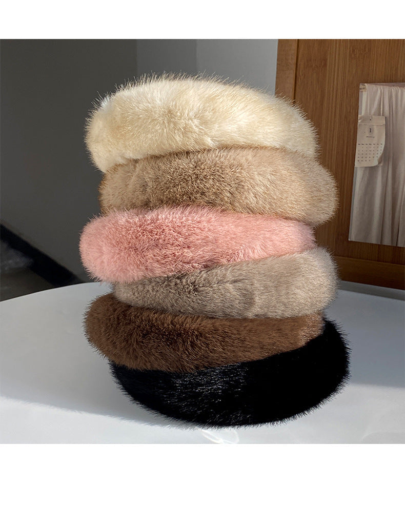 Women's Lady Solid Color Wool Hair Band