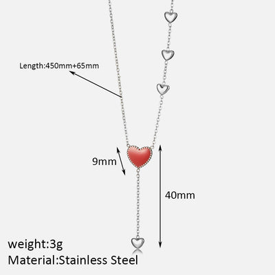Jewelry Simple Style Heart Shape 304 Stainless Steel Pendant Necklace
