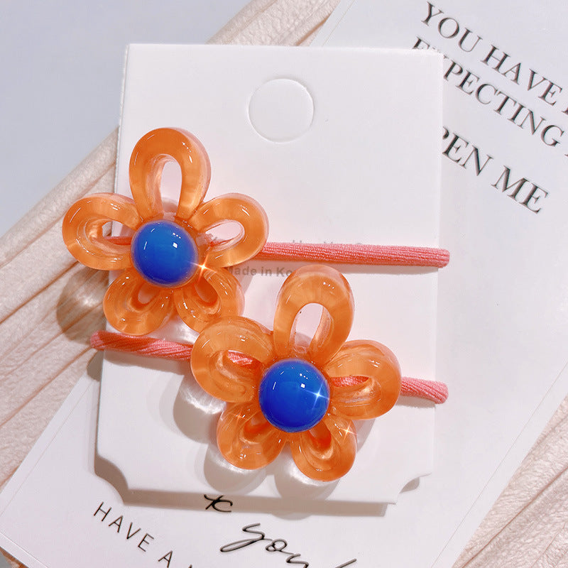 fashion flower mixed materials handmade hair tie 1 pair
