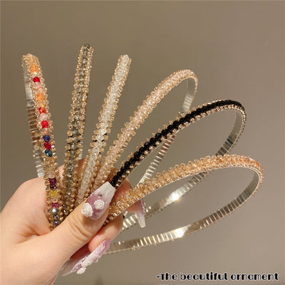 Women's Simple Style Shiny Solid Color Artificial Crystal Diamond Hair Band