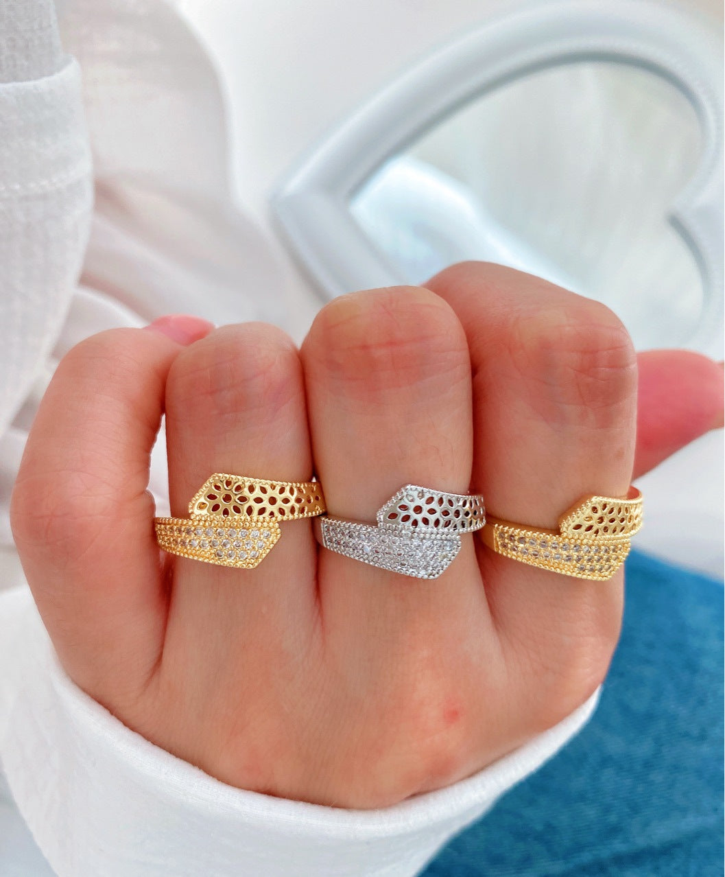 Jewelry Vintage Style Classic Style Geometric Copper Zircon Plating Rings Bracelets